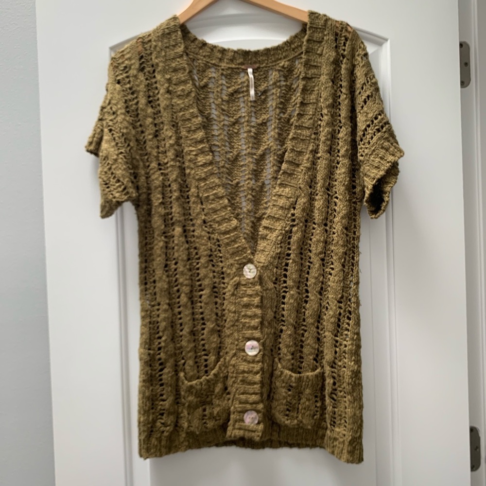 Free People Short Sleeve Knit Cardigan